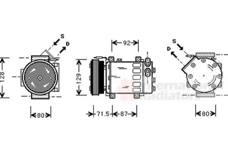 Компресор кондиціонера RENAULT CLIO II/ KANGOO/ MEGANE I Van Wezel 4300K281 фото товара