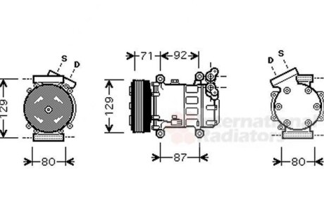 Компресор кондиціонера NISSAN QASHQAI/ RENAULT KANGOO 08 > 13 Van Wezel 4300K401 фото товару