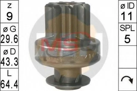 Бендікс стартера для ZEN ZN1734 фото товару