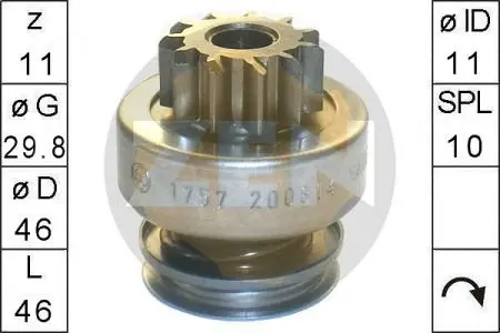 <strong>Бендикс стартера ZEN ZN1757 (фото 1)</strong>