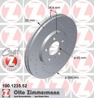 Диск гальмівний SPORT Z для ZIMMERMANN 100.1235.52 фото товару