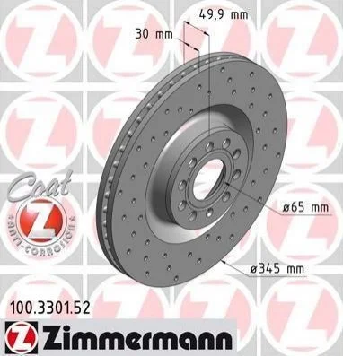 <strong>Диск гальмівний SPORT Z ZIMMERMANN 100.3301.52 (фото 1)</strong>