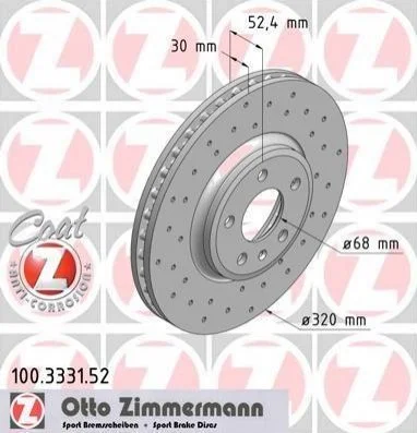 <strong>Диск гальмівний SPORT Z ZIMMERMANN 100.3331.52 (фото 1)</strong>