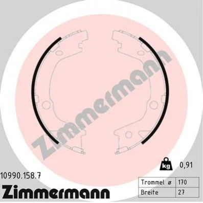 <strong>Колодки гальмівні барабанні к-кт ZIMMERMANN 109901587 (фото 1)</strong>