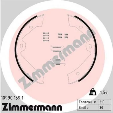 <strong>Колодки гальмівні барабанні к-кт ZIMMERMANN 109901591 (фото 1)</strong>