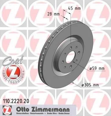<strong>Диск гальмівний ZIMMERMANN 110.2220.20 (фото 1)</strong>