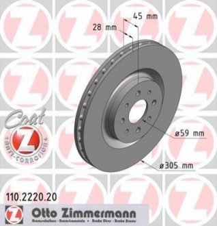 Диск тормозной ZIMMERMANN 110.2220.20 фото товара