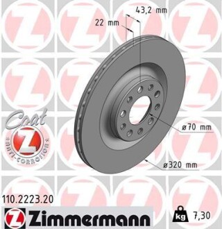 Диск гальмівний ZIMMERMANN 110.2223.20 фото товара