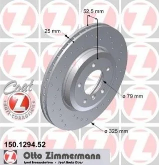 Диск гальмівний SPORT Z для ZIMMERMANN 150129452 фото товару