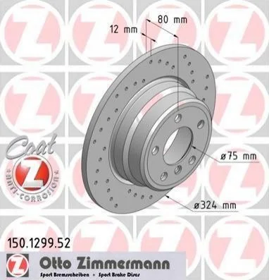 <strong>Диск гальмівний ZIMMERMANN 150.1299.52 (фото 1)</strong>