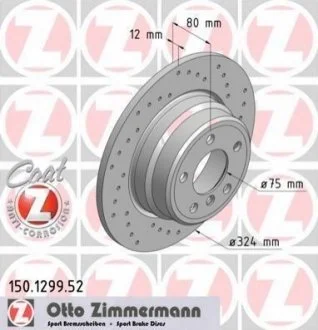 Диск гальмівний для BMW ZIMMERMANN 150.1299.52 фото товару