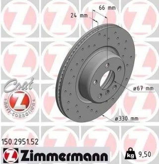 Диск гальмівний SPORT Z для Toyota, BMW ZIMMERMANN 150295152 фото товару