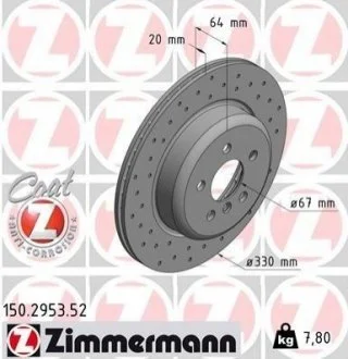 Диск гальмівний SPORT Z правий для BMW ZIMMERMANN 150295352 фото товару