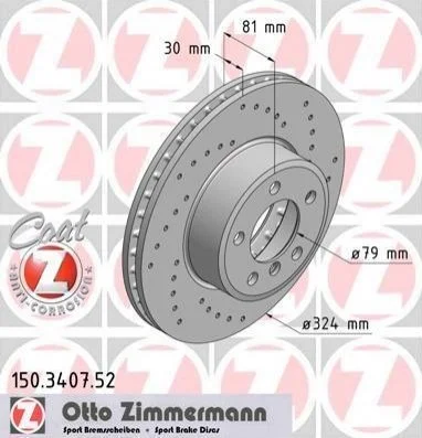 <strong>Диск гальмівний ZIMMERMANN 150.3407.52 (фото 1)</strong>