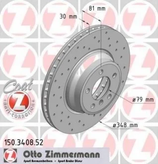 Диск гальмівний SPORT Z для BMW ZIMMERMANN 150.3408.52 фото товару