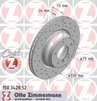 Диск гальмівний для BMW ZIMMERMANN 150.3428.52 фото товару