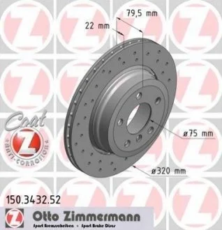 Диск гальмівний для BMW ZIMMERMANN 150.3432.52 фото товару
