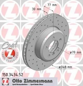 Диск гальмівний для BMW ZIMMERMANN 150.3434.52 фото товару