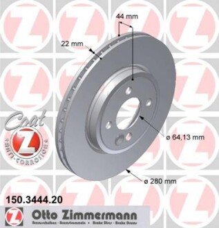 Диск гальмівний Coat Z BMW ZIMMERMANN 150344420 фото товара