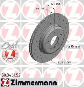 Диск гальмівний для BMW ZIMMERMANN 150.3461.52 фото товару