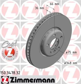 Диск гальмівний для Ford ZIMMERMANN 150.3478.32 фото товару