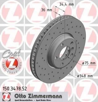 Диск гальмівний для BMW ZIMMERMANN 150.3478.52 фото товару