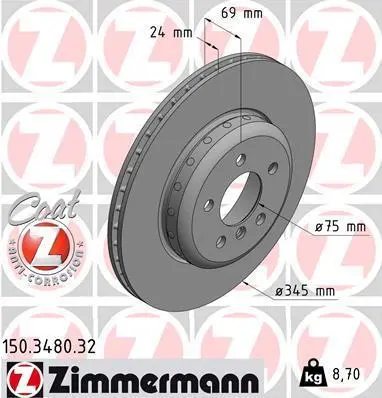 <strong>Диск гальмівний ZIMMERMANN 150.3480.32 (фото 1)</strong>