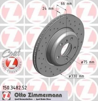 Диск гальмівний для BMW ZIMMERMANN 150.3482.52 фото товару