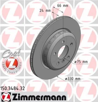 Диск гальмівний для ZIMMERMANN 150.3484.32 фото товару