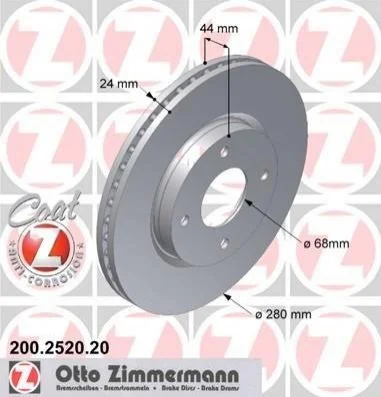 <strong>Диск гальмівний ZIMMERMANN 200.2520.20 (фото 1)</strong>