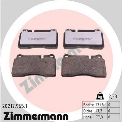 <strong>Колодки гальмівні дискові ZIMMERMANN 20217.965.1 (фото 1)</strong>