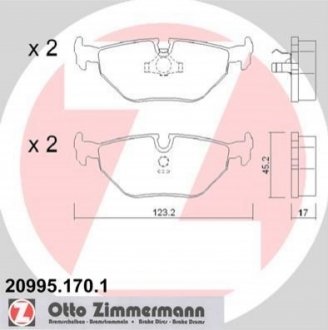 Колодки тормозные дисковые ZIMMERMANN 20995.170.1 (фото 1)