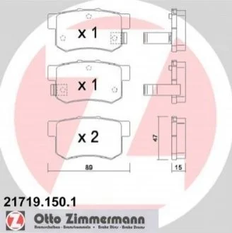 Колодки гальмівні дискові, к-кт для ZIMMERMANN 217191501 фото товару