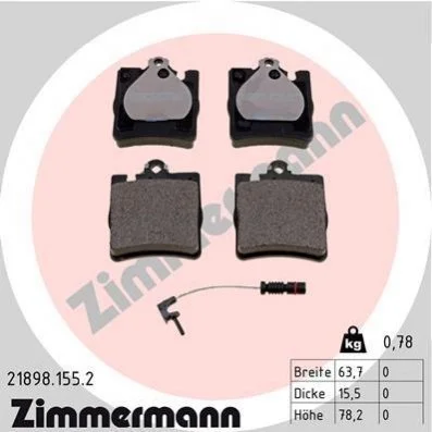 <strong>Колодки гальмівні дискові ZIMMERMANN 21898.155.2 (фото 1)</strong>