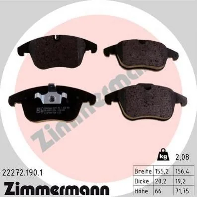 <strong>Колодки гальмівні дискові ZIMMERMANN 22272.190.1 (фото 1)</strong>