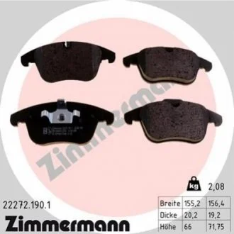 Колодки гальмівні дискові для Jaguar ZIMMERMANN 22272.190.1 фото товару