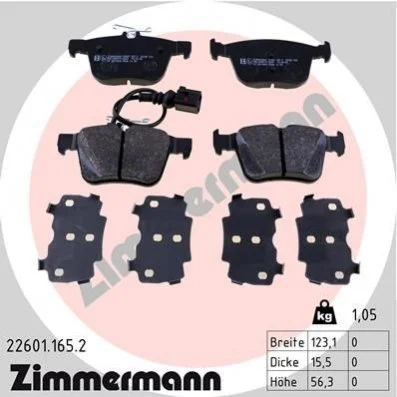 <strong>Колодки гальмівні дискові ZIMMERMANN 22601.165.2 (фото 1)</strong>