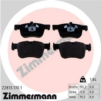 <strong>Колодки гальмівні дискові, к-кт ZIMMERMANN 22813.170.1 (фото 1)</strong>
