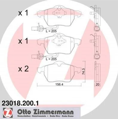 <strong>Колодки гальмівні дискові, к-кт ZIMMERMANN 23018.200.1 (фото 1)</strong>