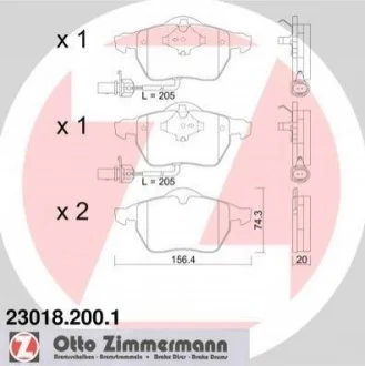 Колодки гальмівні дискові, к-кт для ZIMMERMANN 23018.200.1 фото товару