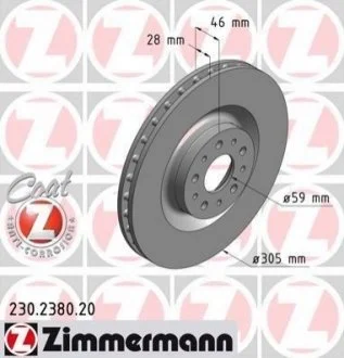Диск гальмівний для Vauxhall, Opel, Fiat ZIMMERMANN 230.2380.20 фото товару