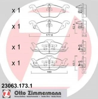 Колодки тормозные дисковые, к-кт для ZIMMERMANN 230631731 фото товара