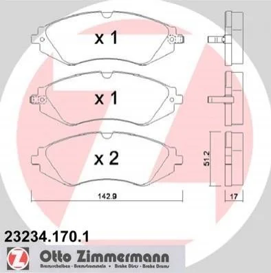 <strong>Колодки гальмівні дискові, к-кт ZIMMERMANN 23234.170.1 (фото 1)</strong>