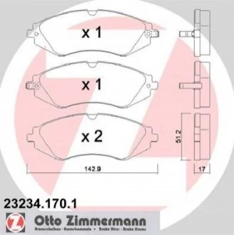 Колодки гальмівні дискові, к-кт для Chevrolet, Daewoo ZIMMERMANN 23234.170.1 фото товару