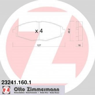 Колодки тормозные дисковые, к-кт ZIMMERMANN 232411601