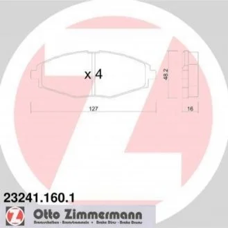 Колодки гальмівні дискові, к-кт для Chery ZIMMERMANN 232411601 фото товару