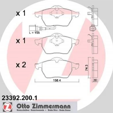 <strong>Колодки гальмівні дискові, к-кт ZIMMERMANN 23392.200.1 (фото 1)</strong>