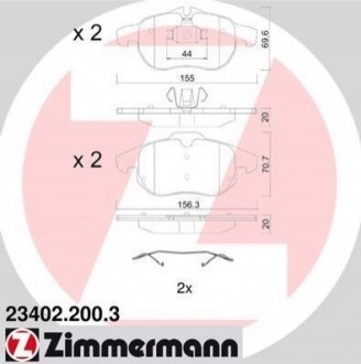 Колодки тормозные дисковые ZIMMERMANN 23402.200.3 (фото 1)