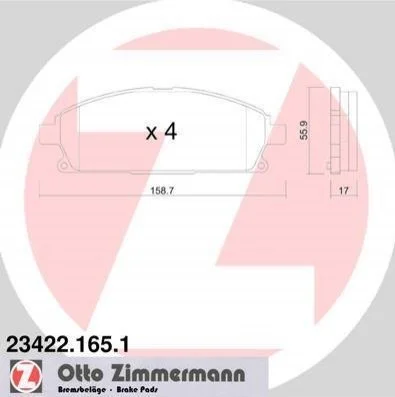 <strong>Колодки гальмівні дискові, к-кт ZIMMERMANN 234221651 (фото 1)</strong>