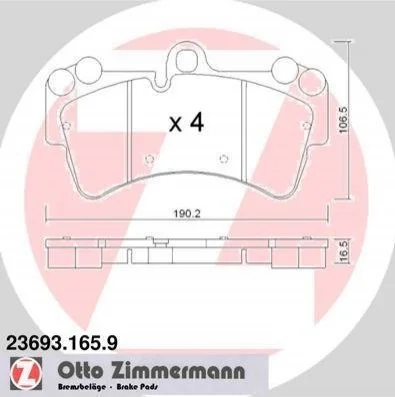 <strong>Колодки гальмівні дискові ZIMMERMANN 23693.165.9 (фото 1)</strong>